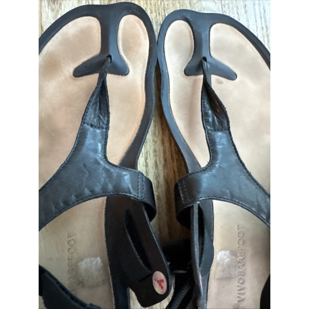 Vivobarefoot Total Eclipse Lux Black Leather Sandals Adjustable EUR 44, US 11